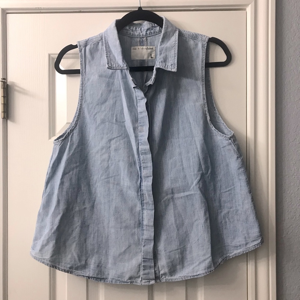 Rag & Bone jeans sleeveless buttoned top, size L